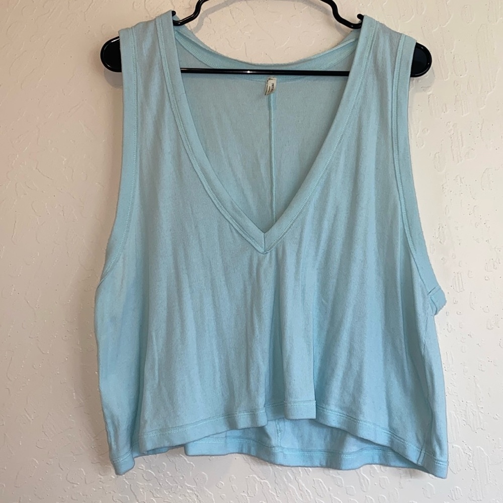 Free People oversized cropped mint green top size M
